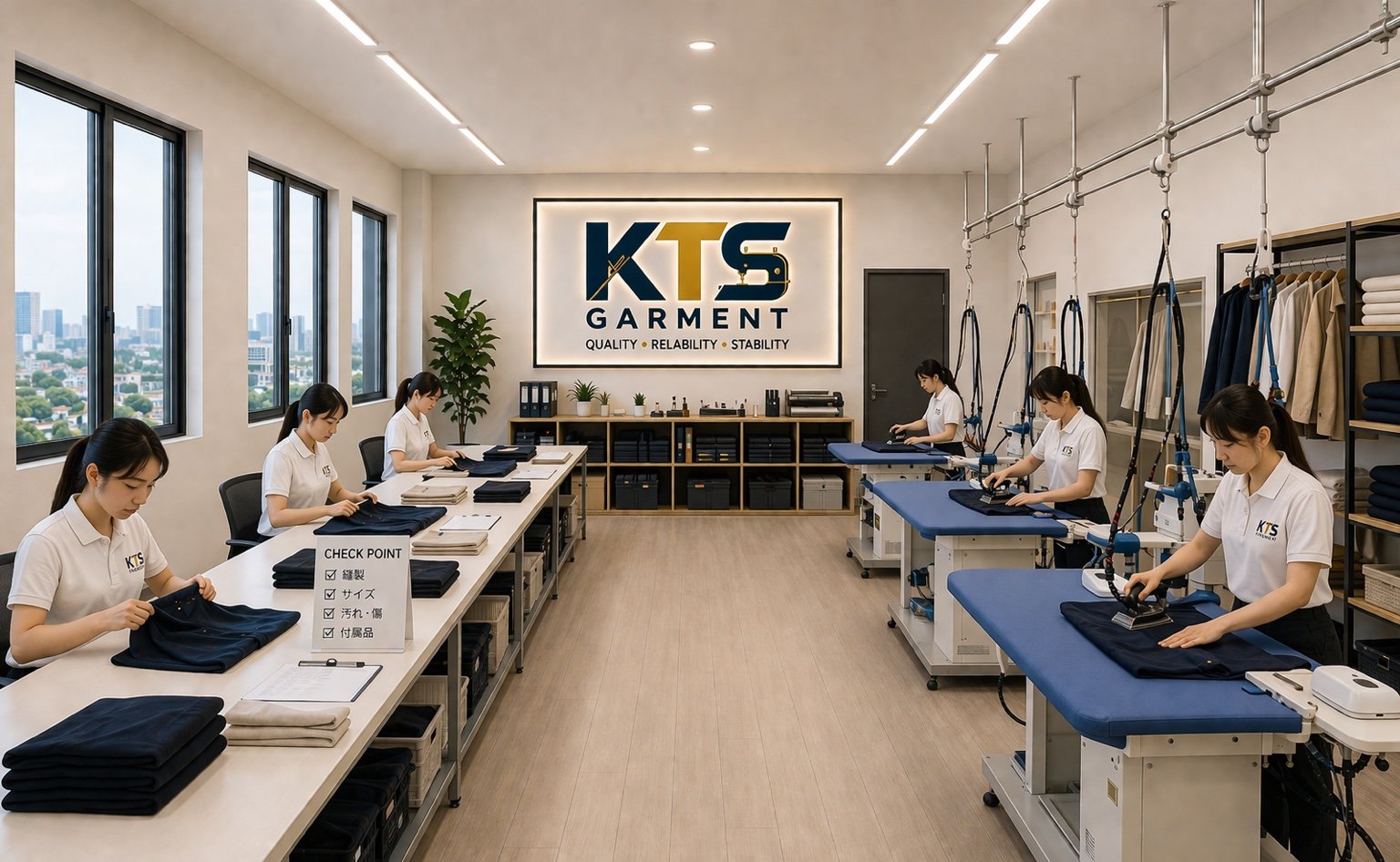 KTS GARMENT プレス・アイロンエリア